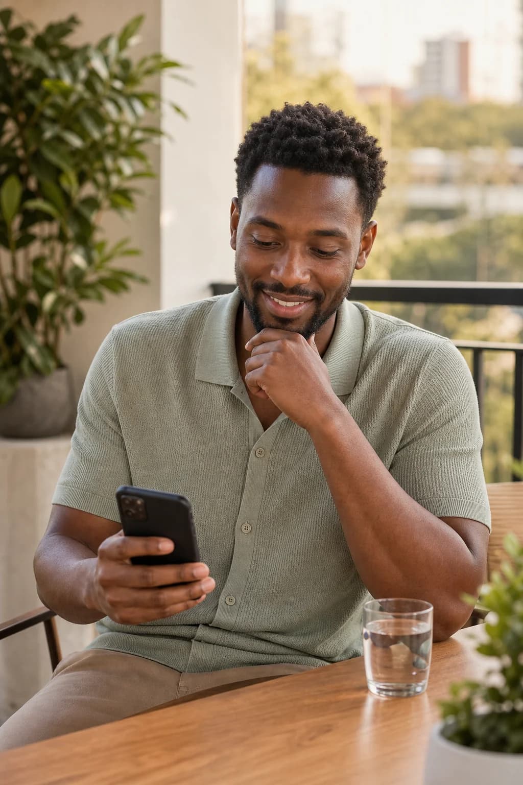 A South African adult reading private health guidance on a mobile phone